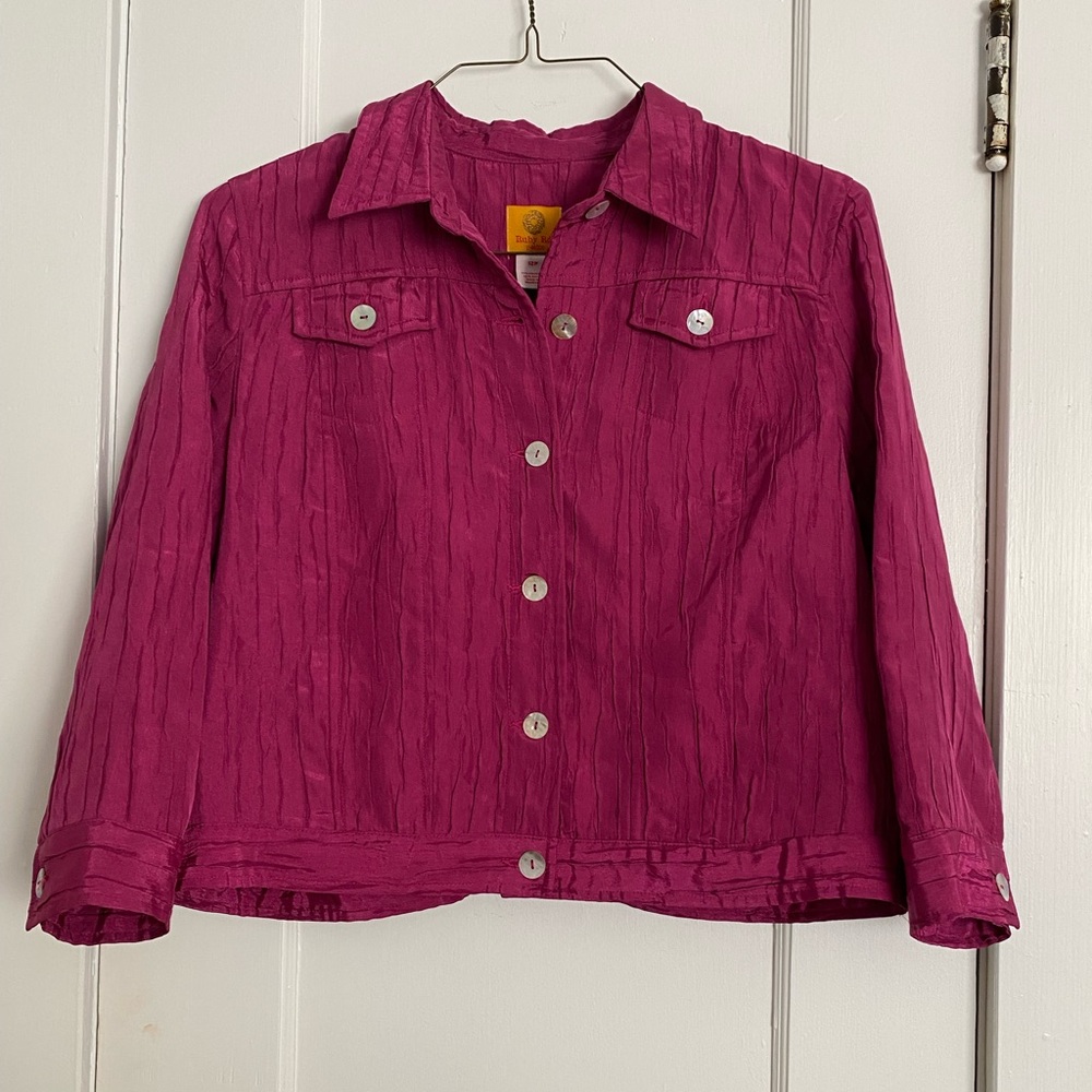 Lightweight magenta button down jacket